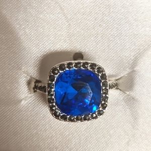 Silver Luxuries NWT Genuine Marcasite Ring with Blue Stone Size 7